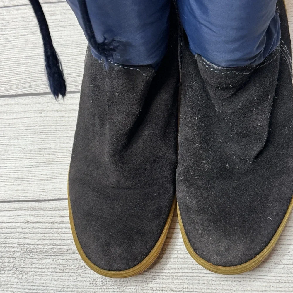 Meribell Black‎ Suede Blue Nylon Wedge Gum Sole Snow Boots Italy Size 40
